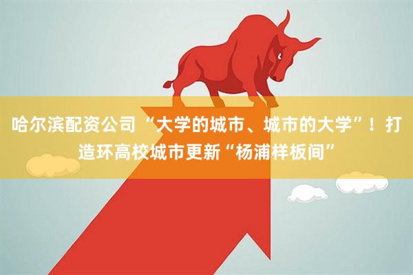 哈尔滨配资公司 “大学的城市、城市的大学”！打造环高校城市更新“杨浦样板间”